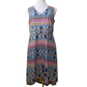 Vibrant Maia High/Low Boho Midi Dress – Perfect for Summer, Plus Size 14W